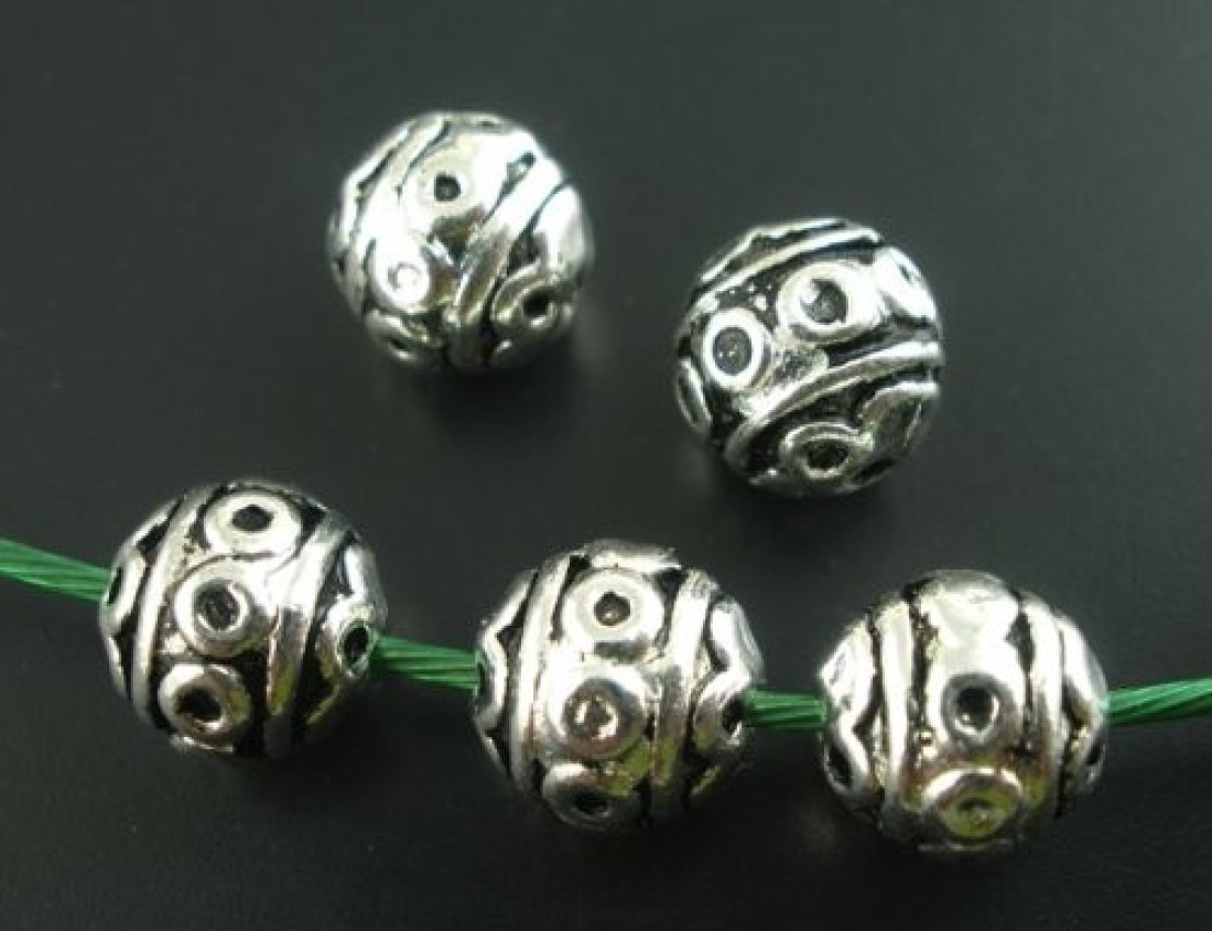 40pc Antique Silver Bali Style Carved Spacer Beads 8mm Beading Supplies