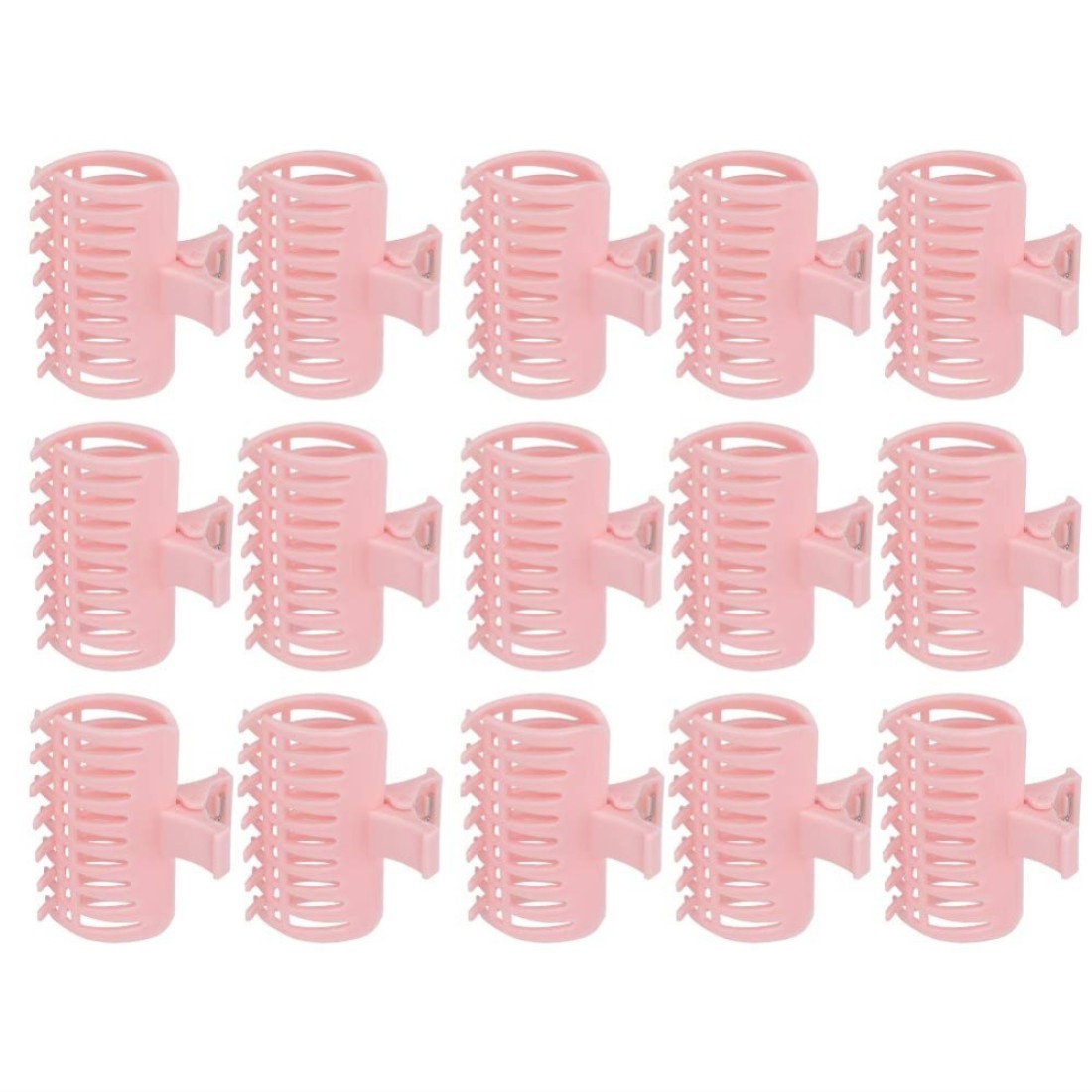Haosie 15PCS Hot Roller Clips Curler Claw Clips for Girls Women Hair Section Fixing Clamps Holding Hairdressing Tool for Long and Medium Hair Pink