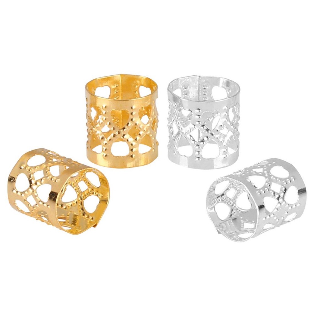 200 pcs Dreadlocks Beads Hair Braid Rings Clips Dread Locks Hair Braiding Metal Cuffs DecorationAccessories Jewelry Silver and Gold unisex