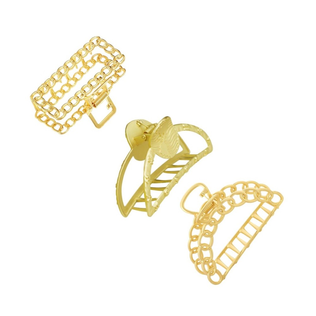 Aiwanto 3pcs Gold Metal Different Design Fashion Hair Clamp Barretes Hair Accessories for Ladies