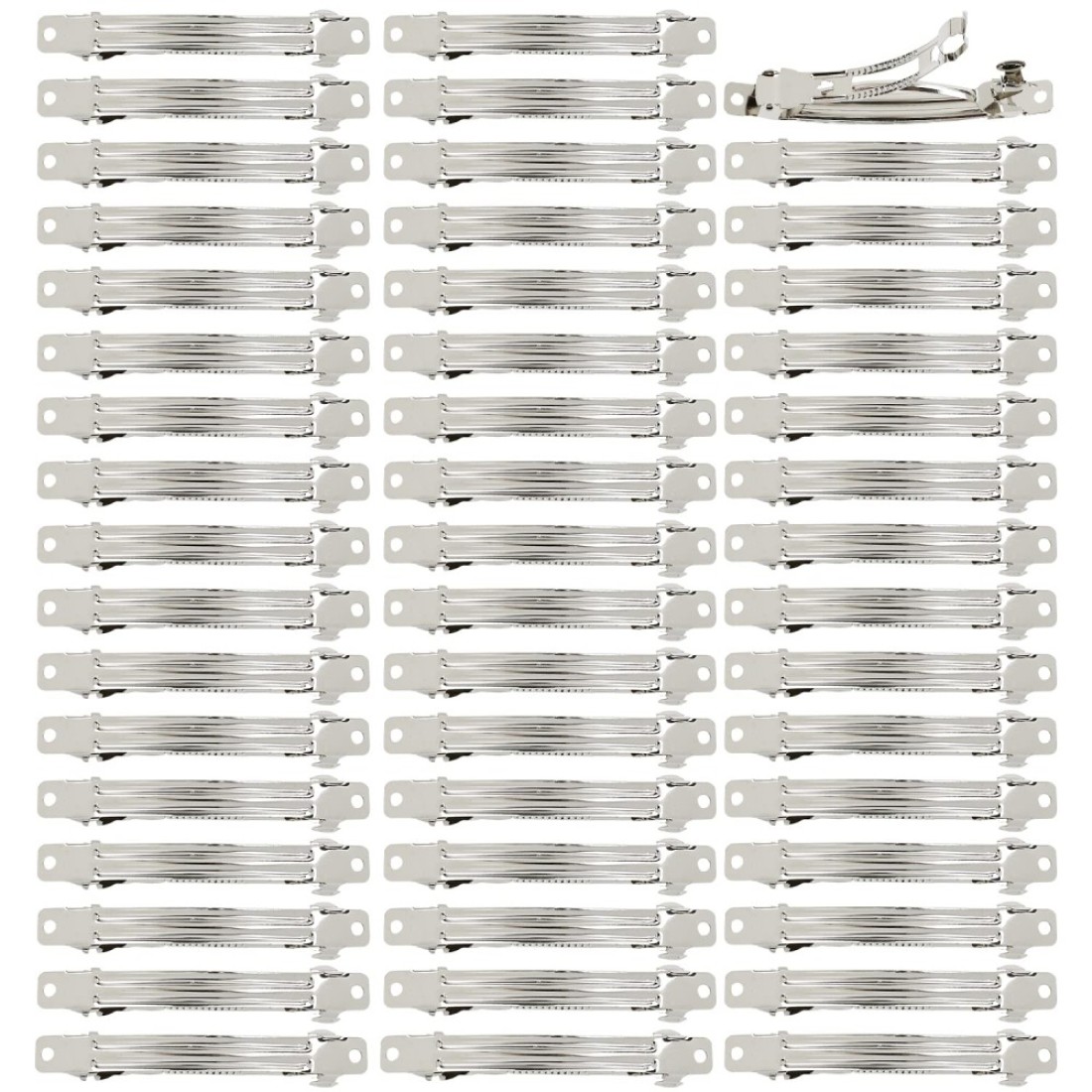 Lawie 50 Pack 8 CM 3.15 Inch Silver Blank Rectangle Metal French Barrette Plain Base Hair Clips DIY Crafting Clips for Bows Snap Hair Clips Ponytail Holder Hairclips Accessories for Women Girl