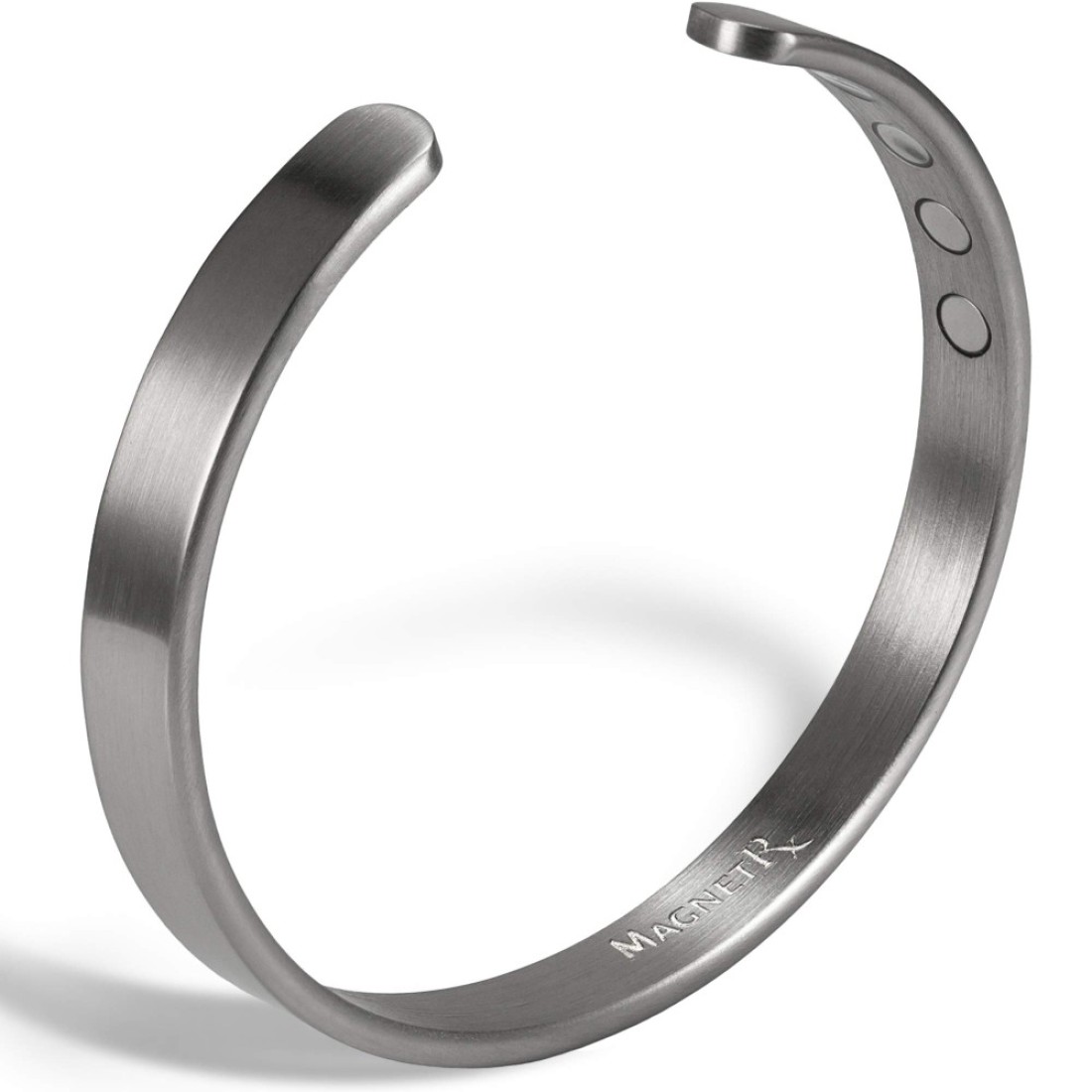 MagnetRX&reg; Magnetic Bracelets for Men - Elegant Bangle, Golf/Tennis Elbow &amp; Balance - Men&rsquo;s Cuff Magnetic Bracelet (Brushed Silver Small)