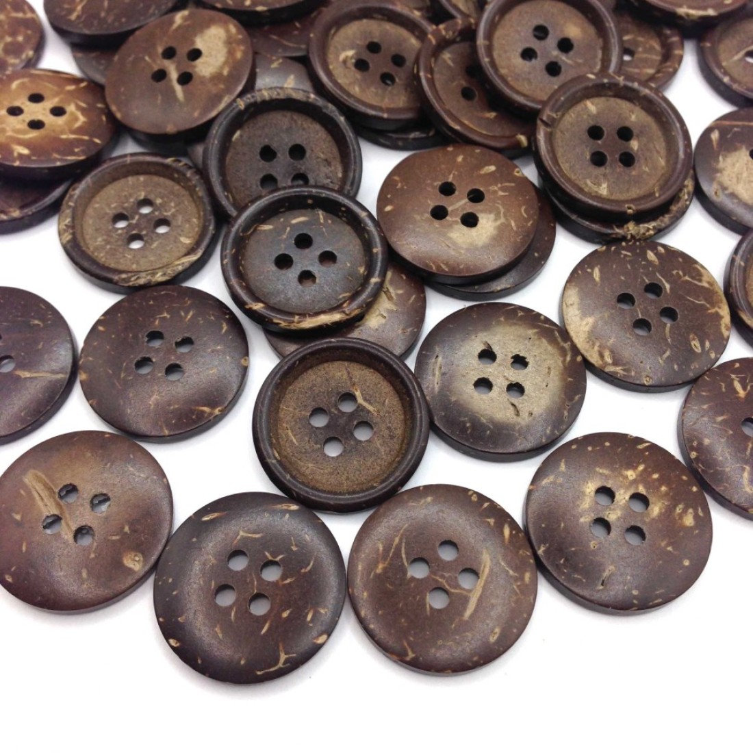 KARMELLING 50PC Coconut Shell Sewing Buttons Scrapbooking 4 Holes Round Dark Coffee 20mm 68 Dia