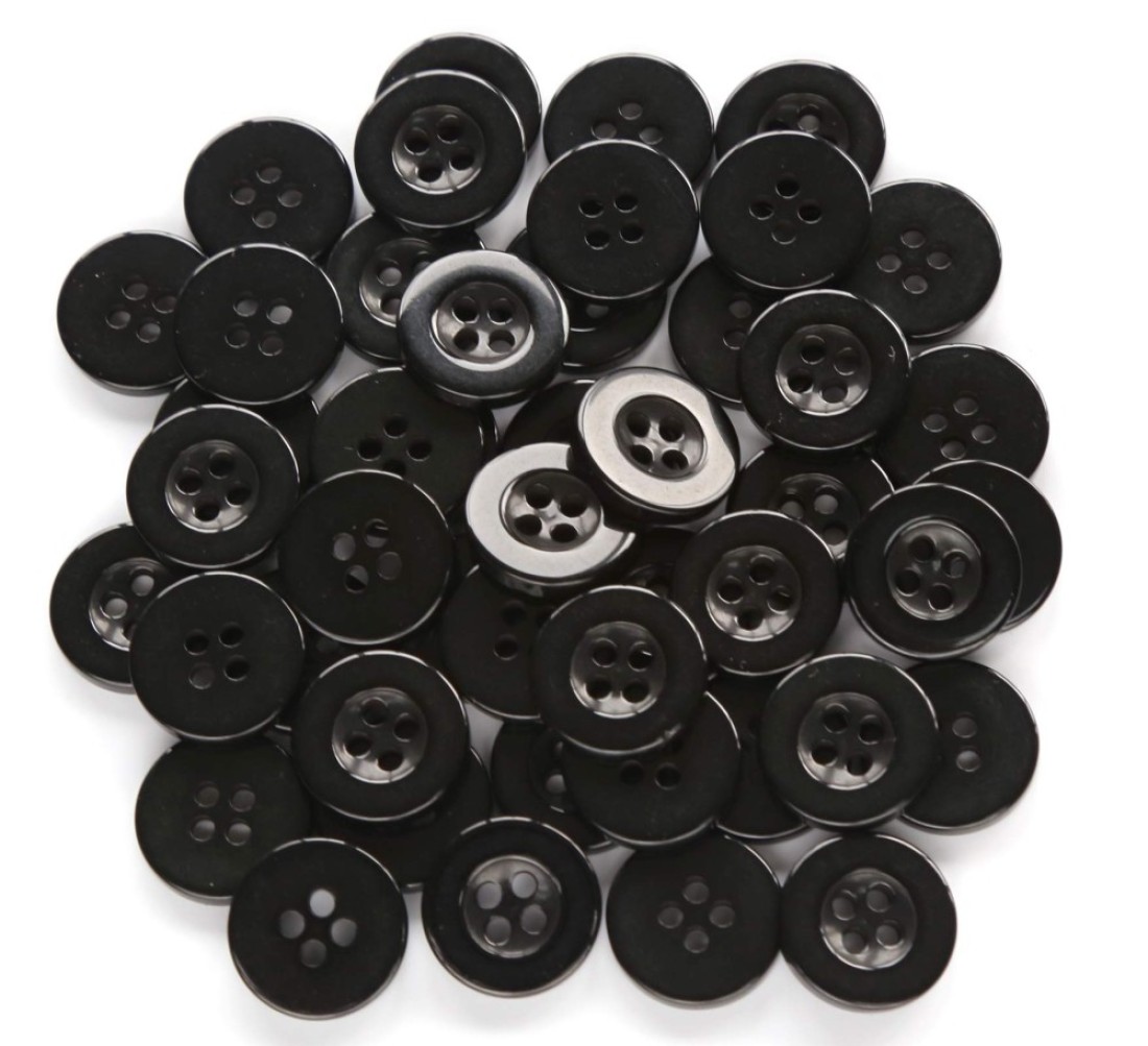 GANSSIA 58 Inch 15mm Small Size Black Button 4 Holes Sewing Buttons for DIY Craft Projects Pack of 200pcs