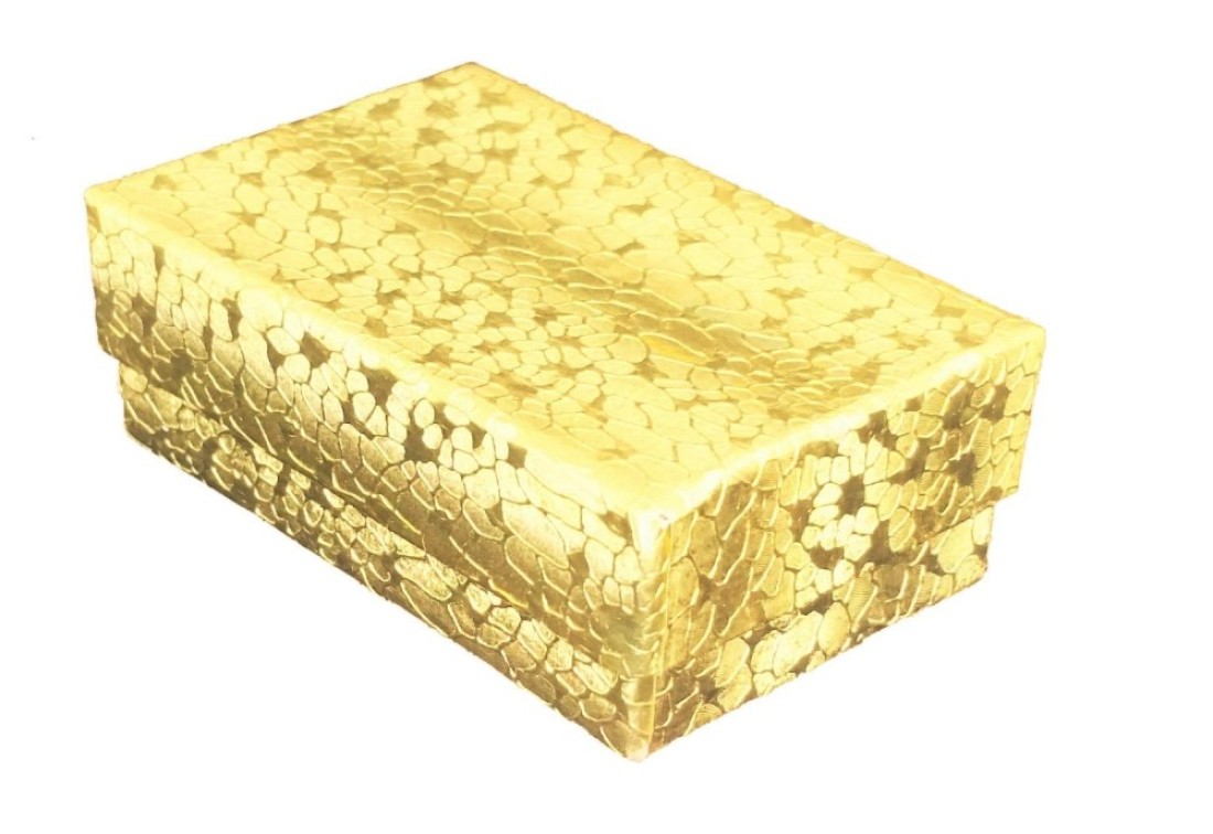 888 Display Case of 100 Boxes of 2 18 x 1 58 x 34 GoldFoil Cotton Filled Jewelry Boxes