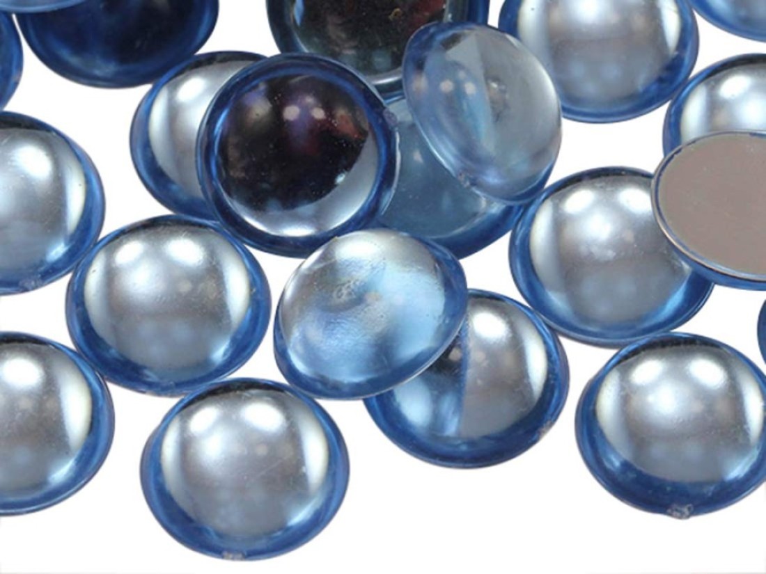 9mm Blue Sapphire Lite H118 Flat Back Acrylic Round Cabochon Pro Grade 75 Pieces