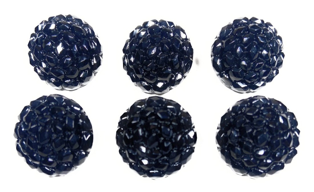 6 Jet Glass Black Buttons 34 17mm for Dress and Suits