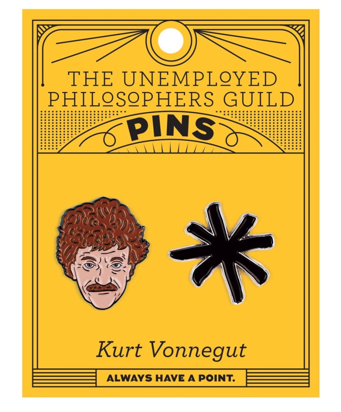 Vonnegut and Asterisk Enamel Pin Set - Strong Rubber Backing Clasps