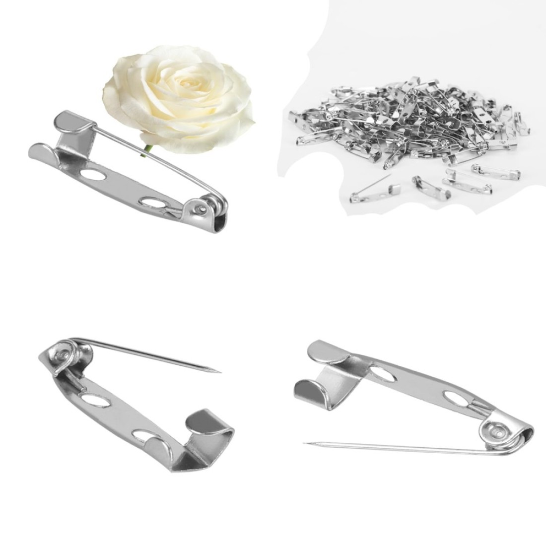 100pcs Brooch Badge Make Latch Findings DIY Tool Back Safety Catch Bar Pin 20 Mm