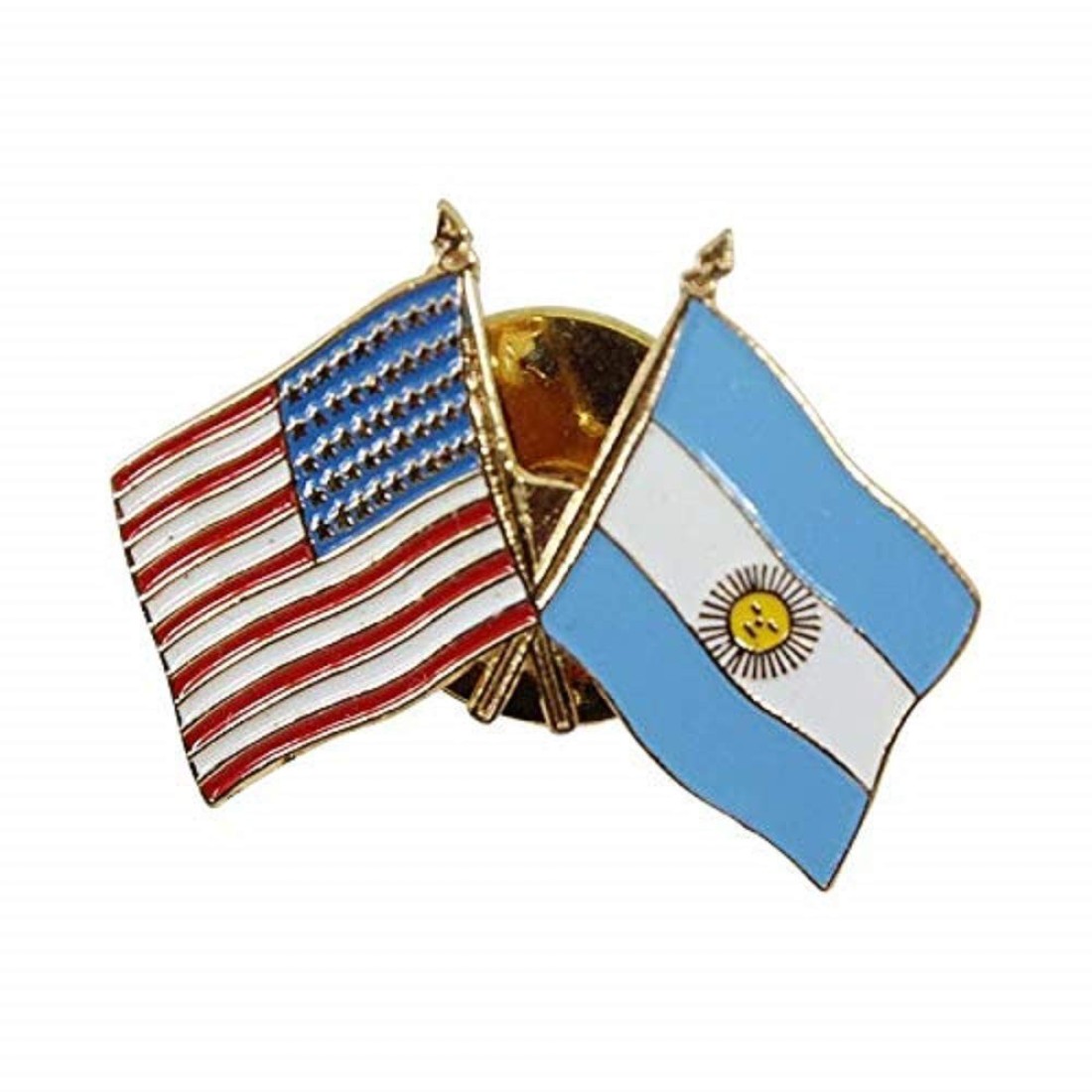 U.S.A. United States Stars Flag and Stripes Argentina Patriotic Flag - Gold Tone Handpainted Lapel Pin - w/Easy to Wear Secure Post Clasp - Great Gifts for Everyone