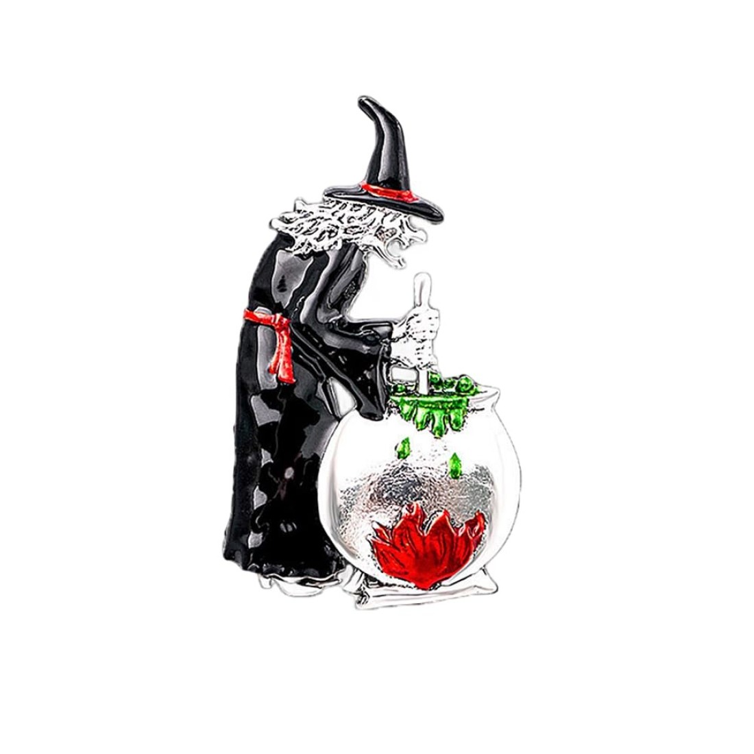 Enamel Witch Brooch Pin for Women Girls Men Silver Tone Fashion Cute Witchy Hat Halloween Making Magic Brooches Badges Lapel Pins Fun Holiday Festival Costume Hat Bag Suit Dress Accessories Jewelry