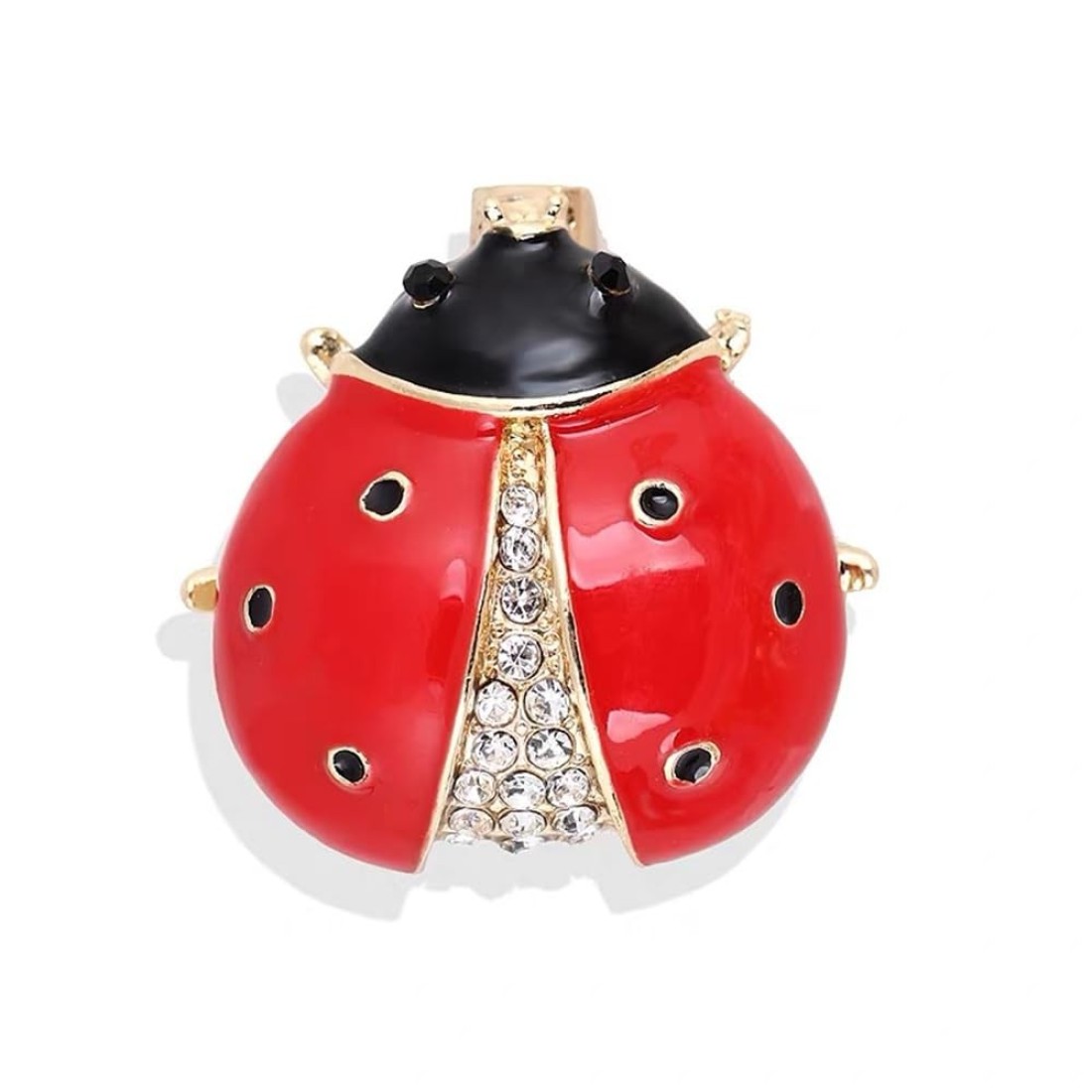 Dainty Ladybug Lapel Brooch Pin Rhinestone Crystal Insect Enamel Pins Clip Collar Dress Sweater Hat Scarf Brooches Pins Cute Jewelry Gifts