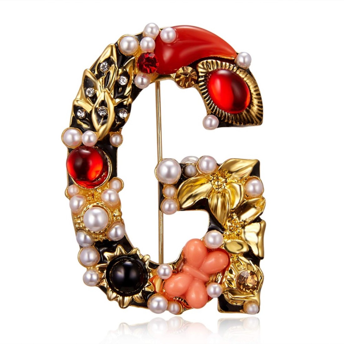 Pearl Initial Letter Brooch Pins Gold Plated Pins Crystal Alphabet Broches for Women Fashion Colorful Enamel Breastpin Pin Gifs for Girls Men