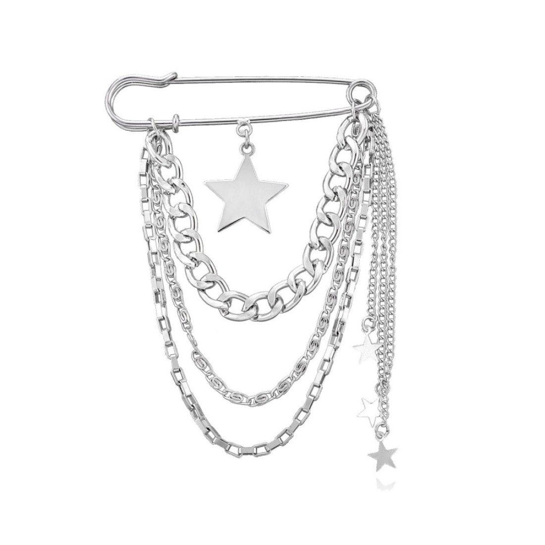 Five-pointed Star Tassel Brooches Pins Fashion Beautiful Created Multilayer Chain Brooch Good Idea for Party Dance Wedding Banquet for Elegant Women Girl