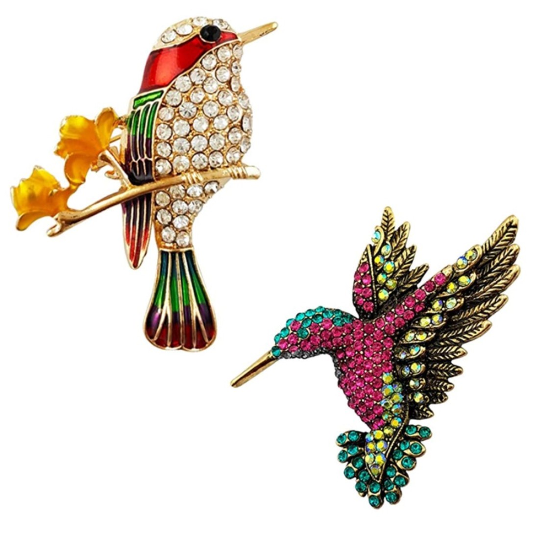 Hummingbird Crystal Brooch Pin Rhinestone Bird Brooches Gift for Women