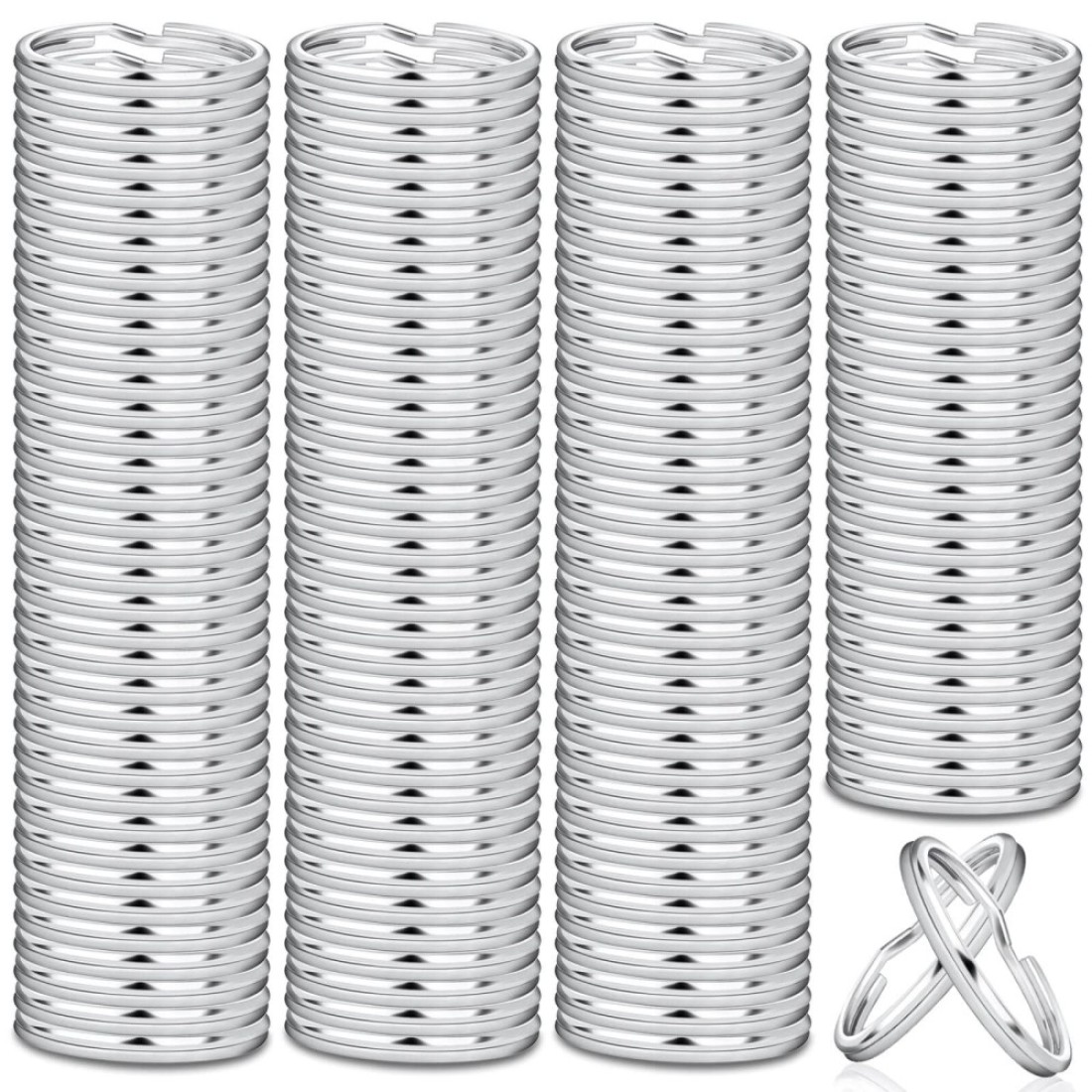Paxcoo 100 Pack Keyrings, Split Key Rings Bulk for Keychain and Crafts (1 Inch)