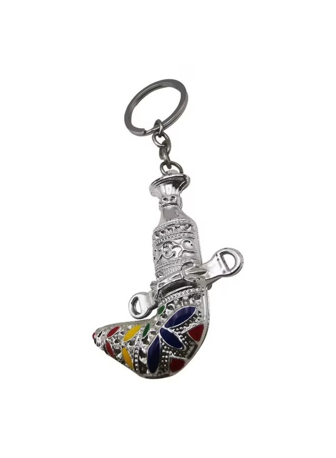 Flower Engraved Zinc Alloy Traditional Sword Keychain