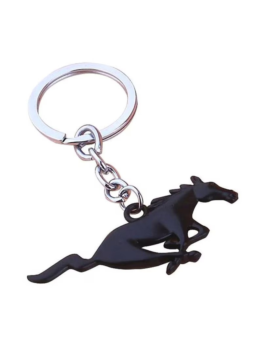 Generic Black Running Horse Emblem Badge Key Chain