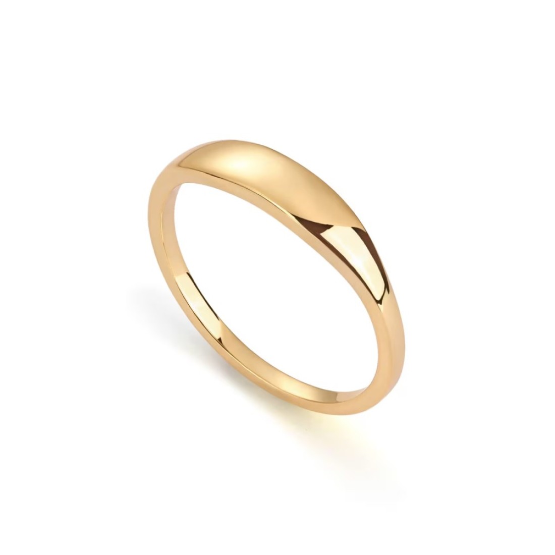 PAVOI 14K Gold Plated Signet Ring Bands for Women (Yellow Plated, 9)