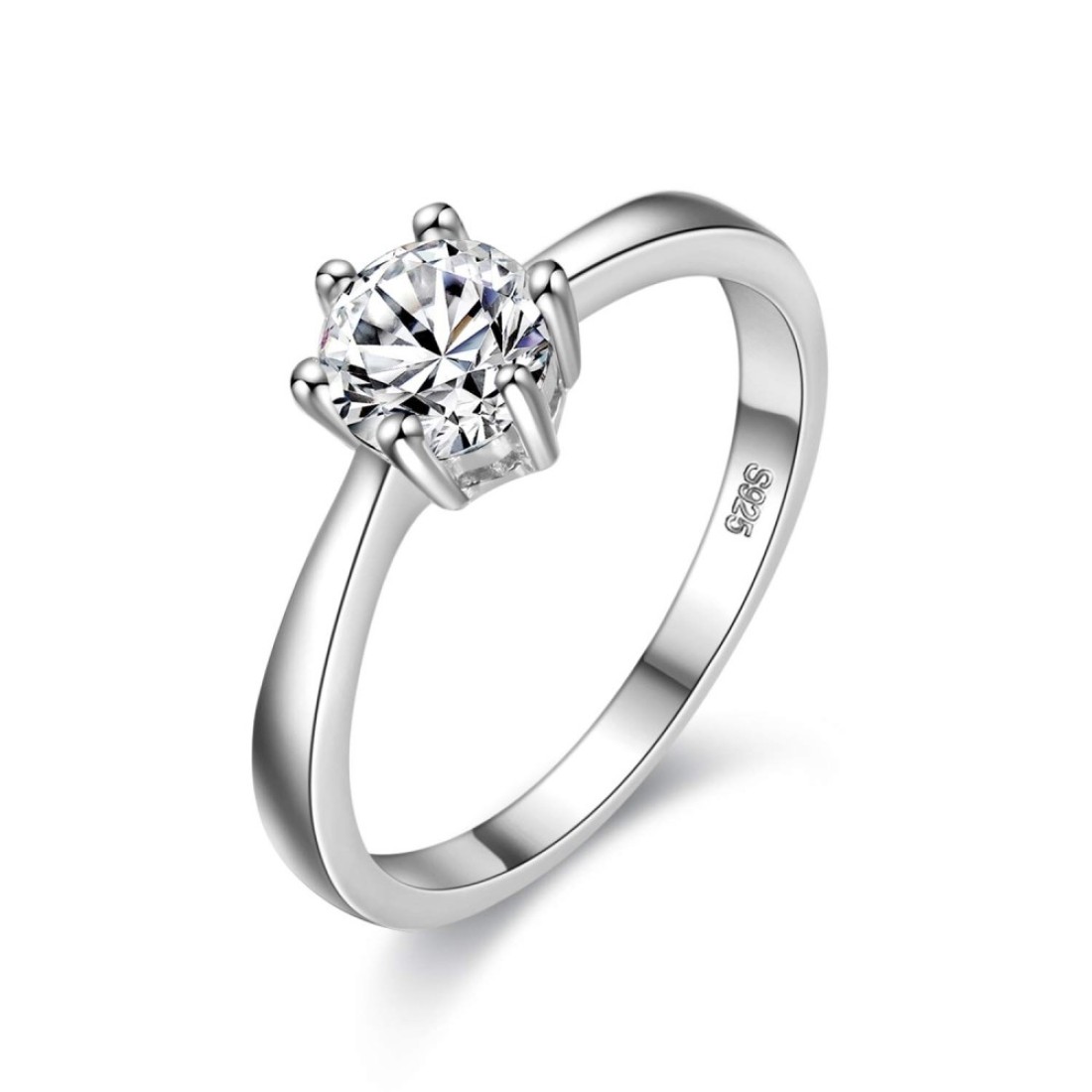 Uloveido Brilliant Cut CZ Stone Promise Ring for Women Platinum Plated Wedding Engagement Ring (Size 6) J002-FEMALE