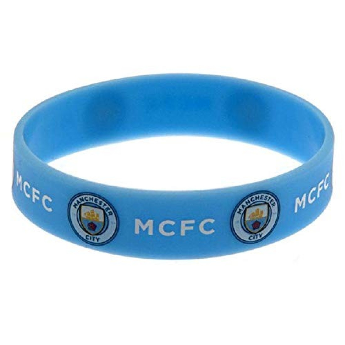 Manchester City FC Official Silicone Wristband One Size Sky Blue