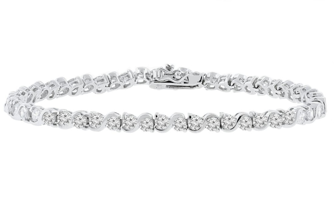Cate &amp; Chloe Ezra 7.5&quot; 18k Infinity Tennis Bracelet, White Gold Plated Bangle Bracelet with Unique Infinity Chain Design &amp; CZ Stones, Sparkling Tennis Bracelets for Women, 7 5 inch, Metal