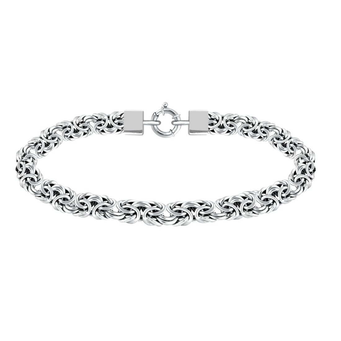 Savlano 925 Sterling Silver 9mm Italian Flat Byzantine Link Chain Bracelet -7.5 inch Hollow Byzantine Bracelet for Women - Made in Italy Comes with Gift Box