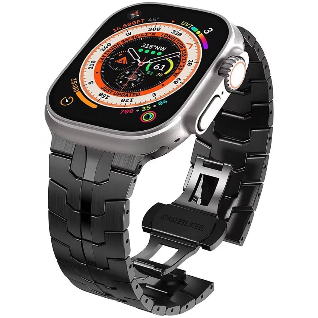 Replacement Stainless Steel Metal Strap For Apple Ultra Watch 49mm Black