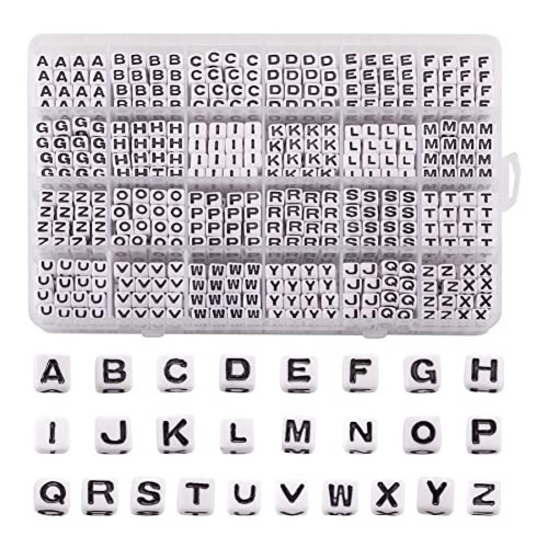 Cheriswelry 768pcsbox 7mm White Acrylic Cube AZ Letter Alphabet Beads Sorted Square Plastic Letter Pony Beads for DIY Bracelet Necklace Jewelry Making Supplies