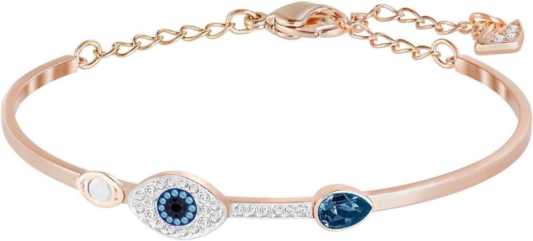 SWAROVSKI Women&#39;s Symbolic Evil Eye Bangle, Blue, Mixed metal finish, Medium 5171991