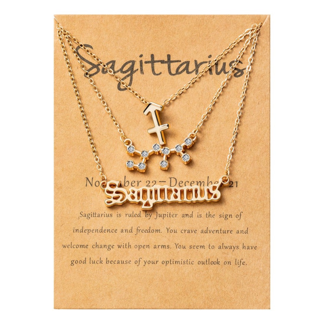 PANTIDE 3Pcs Sagittarius Zodiac Layer Necklace for Women Retro 14K Gold Plated 12 Constellation Pendant Necklace Exquisite Letter Horoscope Old English Zodiac Sign Necklace Jewelry Birthday Gift