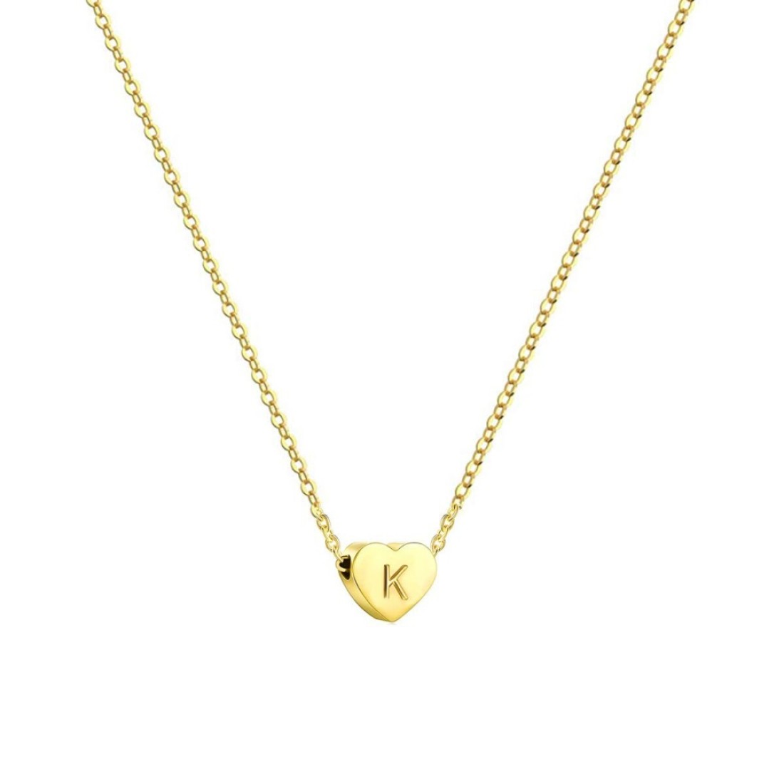 Ovian Heart Initial Necklace for Women 18K Gold Plated Stainless Steel Tiny Heart Pendant Engraved Letter Necklace Personalized Monogram Name Necklace
