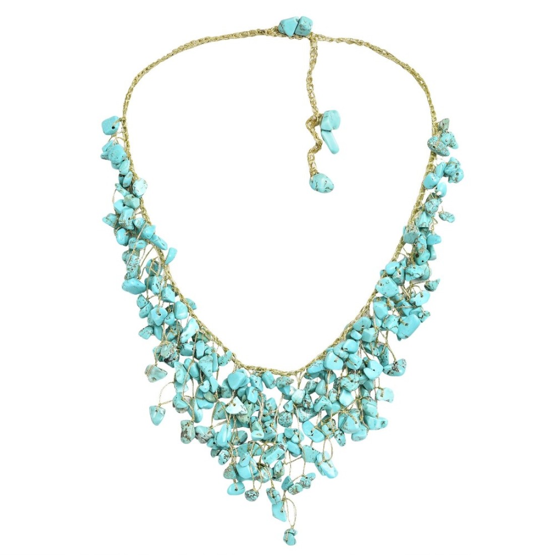 AeraVida Waterfall Simulated Turquoise Braided Silk Handmade Collar Necklace Flowing Water Inspired Necklace for Woman Gorgeous Waterfall Drop Necklace Jewelry Gifts