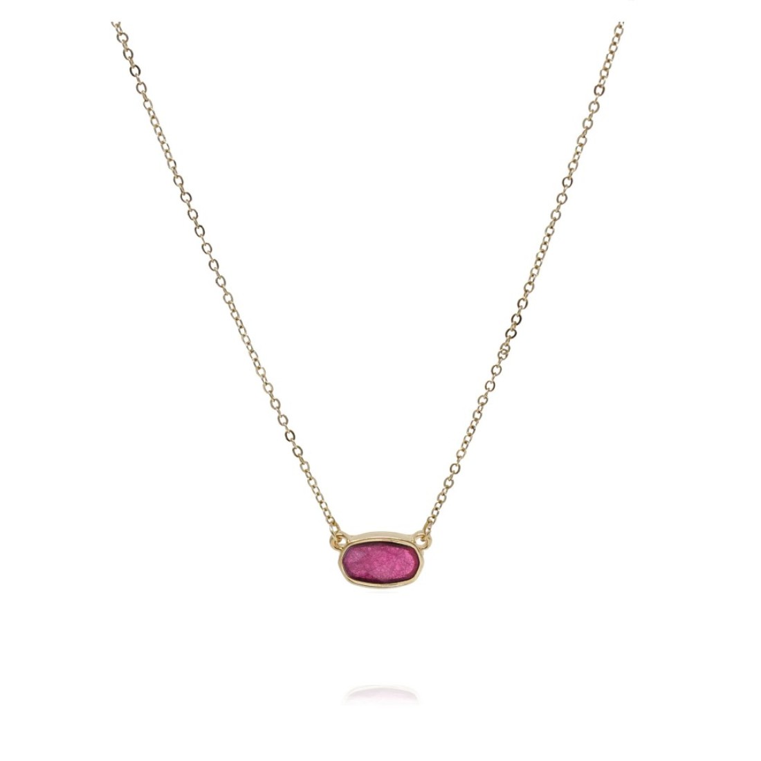 POMINA Fashion Statement Resin Oval Teardrop Earrings for Women Colorful Sparkle Faceted Crystal Glass Dangle Drop Earrings (Oval Necklace- Fuchsia)