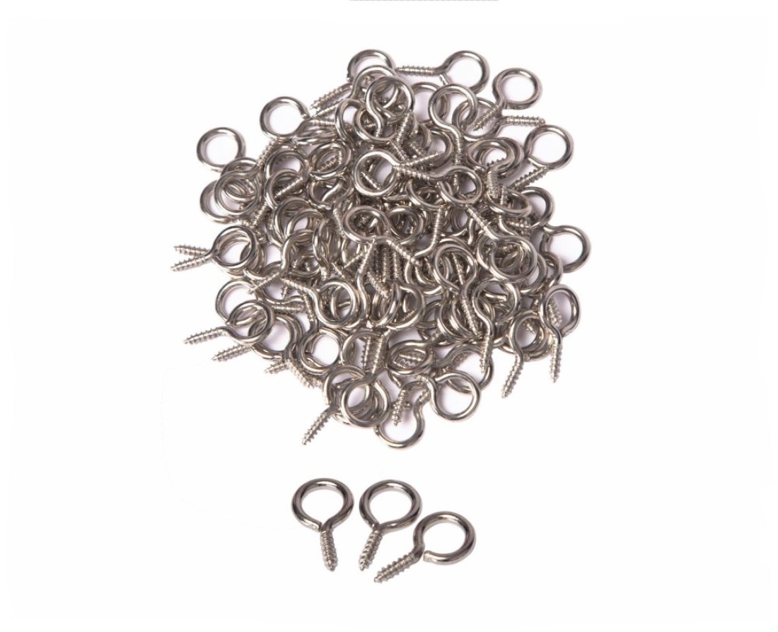 Mariyandh 100PCS 0.67 inches Silver Eye Hooks Screw Metal Eye Hooks Small Eyelet Screws(1#,100PCS)