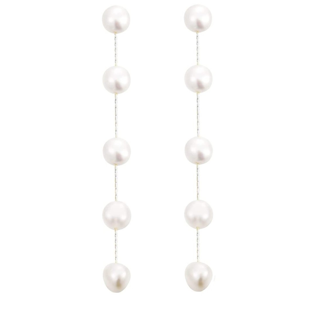 14k Silver Plated Long Pearl Drop Dangle Earrings for Women Chain Baroque Pearl Stud Jewelry for Bridal Wedding