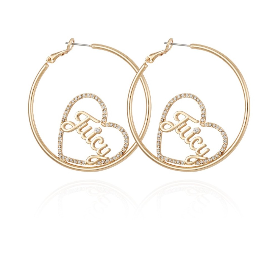 Juicy Couture Goldtone Heart and Signature Logo Hoop Earrings For Women