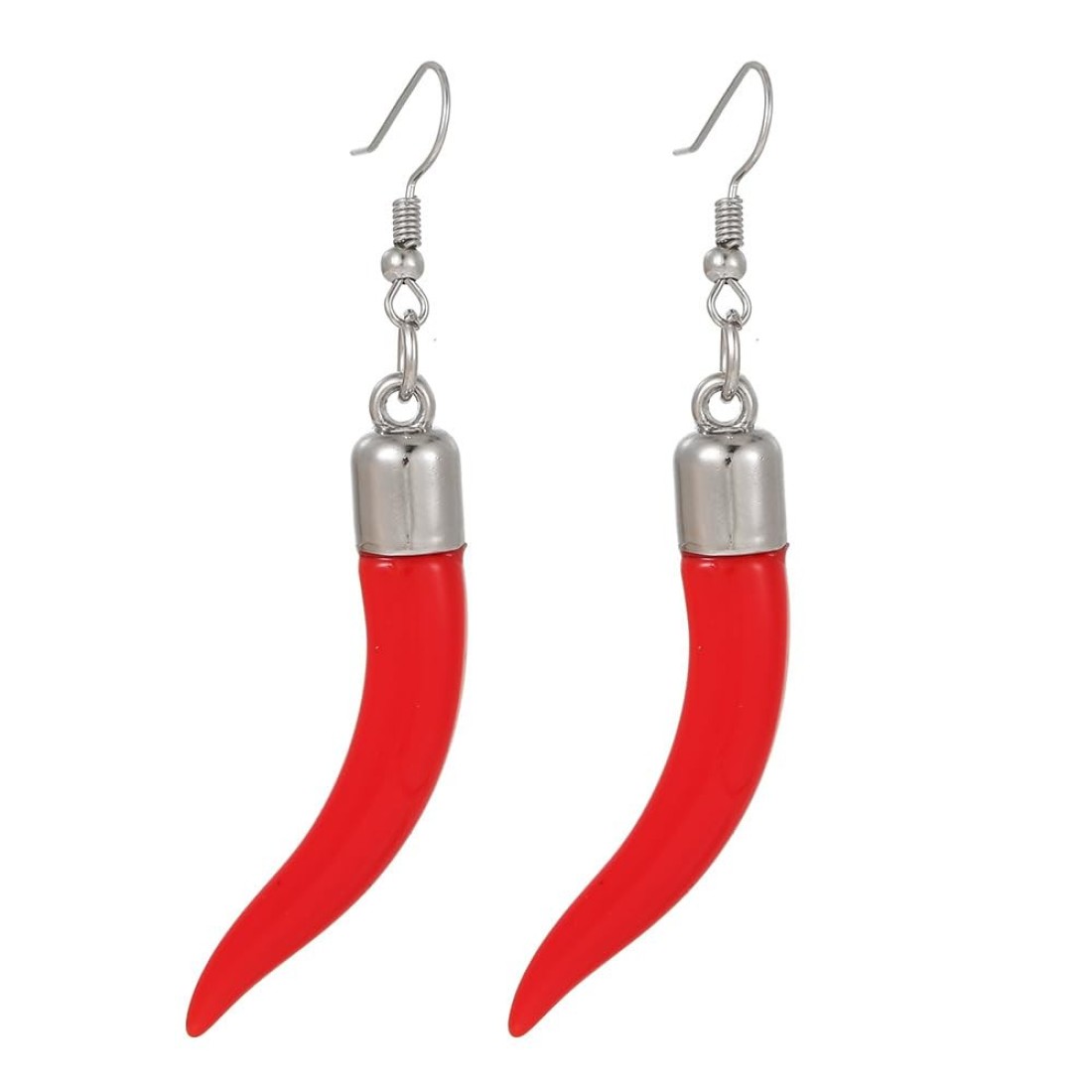 Red Peppers Earrings Necklace Set Tiny Chili Pepper Pendant Necklace Dainty Peppers Huggie Earrings Mexican Jewelry (large chilli earrings)