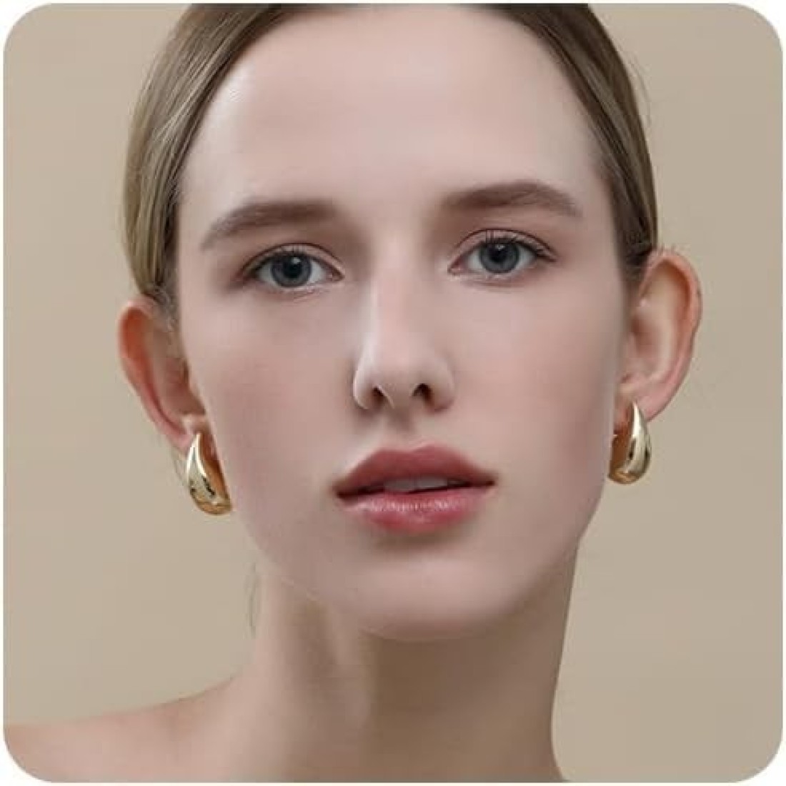 Gold Teardrop Earrings for Women 14K Gold Plated Water Drop Earrings Not Allergic Chunky Gold Earrings Lightweight Trendy Hoop Earrings for Women,Chunky Gold Silver Drop Earrings Fashion Jewelry GIF