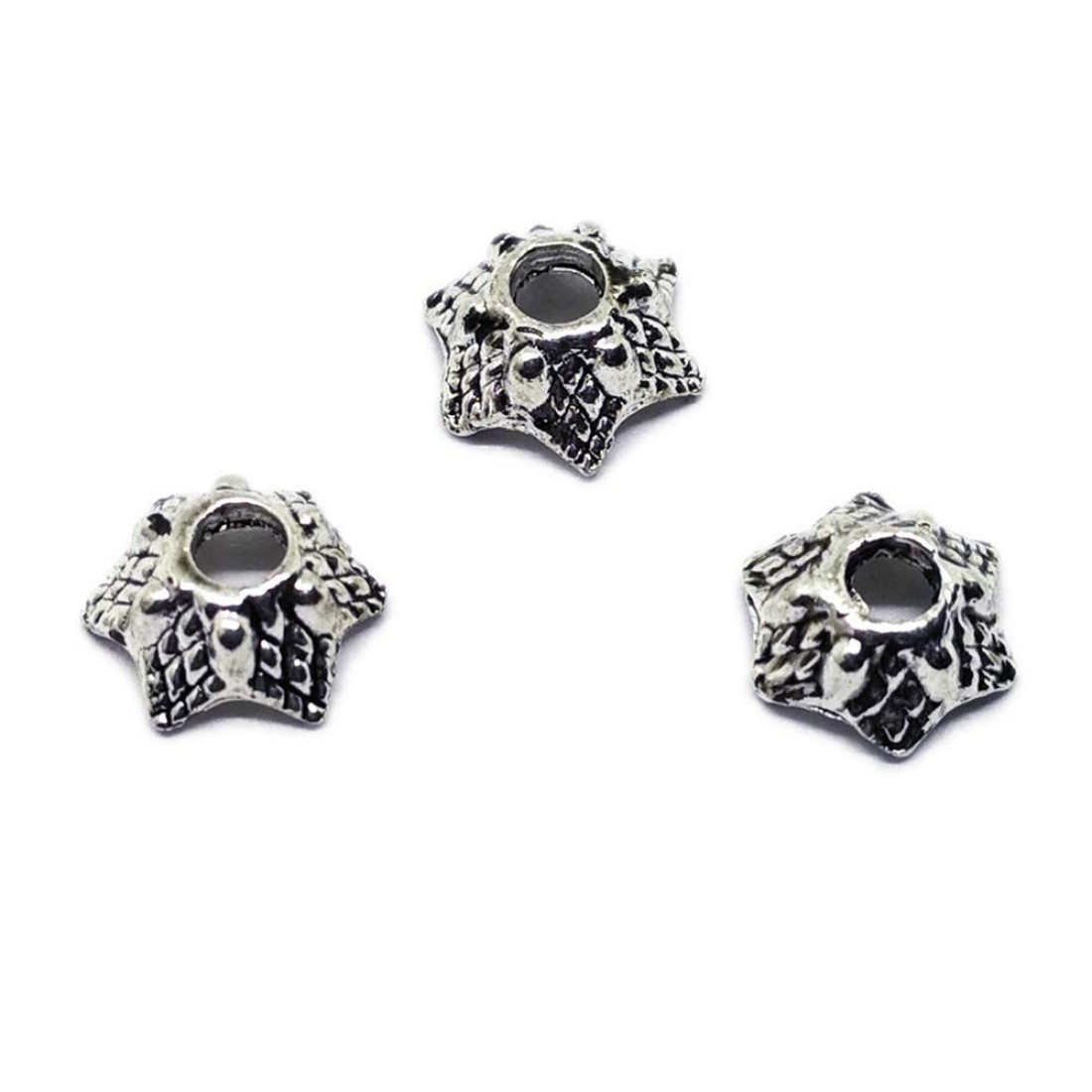 Beading Station 50pcs Antique Silver Star Shape Metal Bead Caps 6mm Jewelry Making