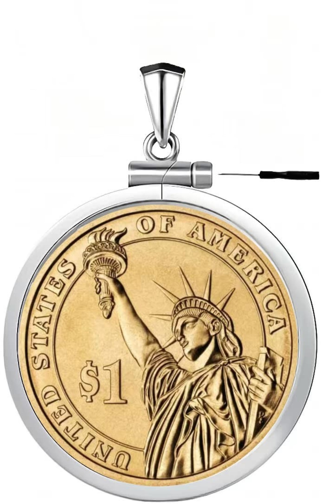 990 Sterling Silver 1 Border Screw Top Coin Border is suitable for 2654mm diameter 206mm thickness Coins Coins Not Included Sterling Silver No Gemstone