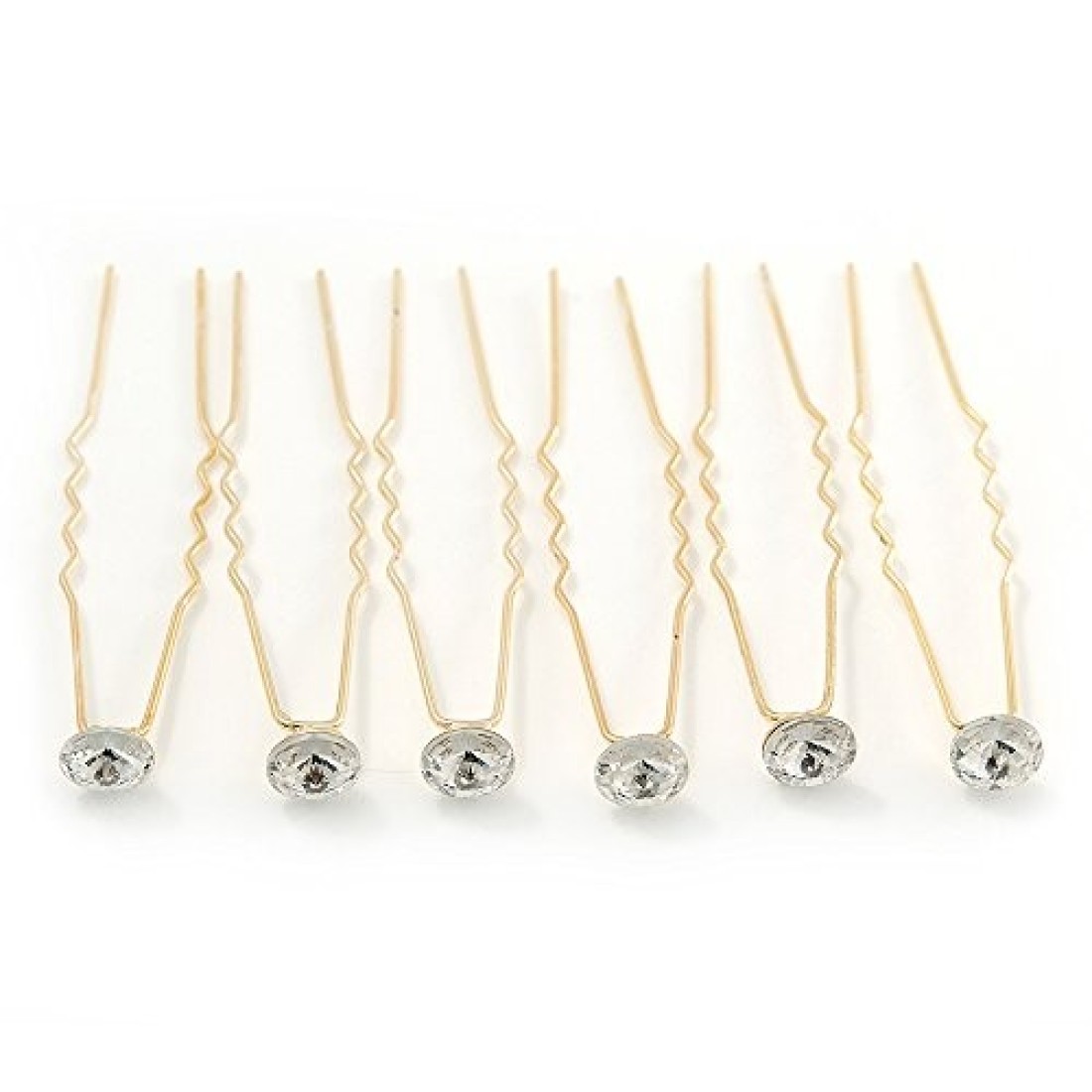 Bridal Wedding Prom Party Set Of 6 Gold Plated Crystal Bead Hair Pins