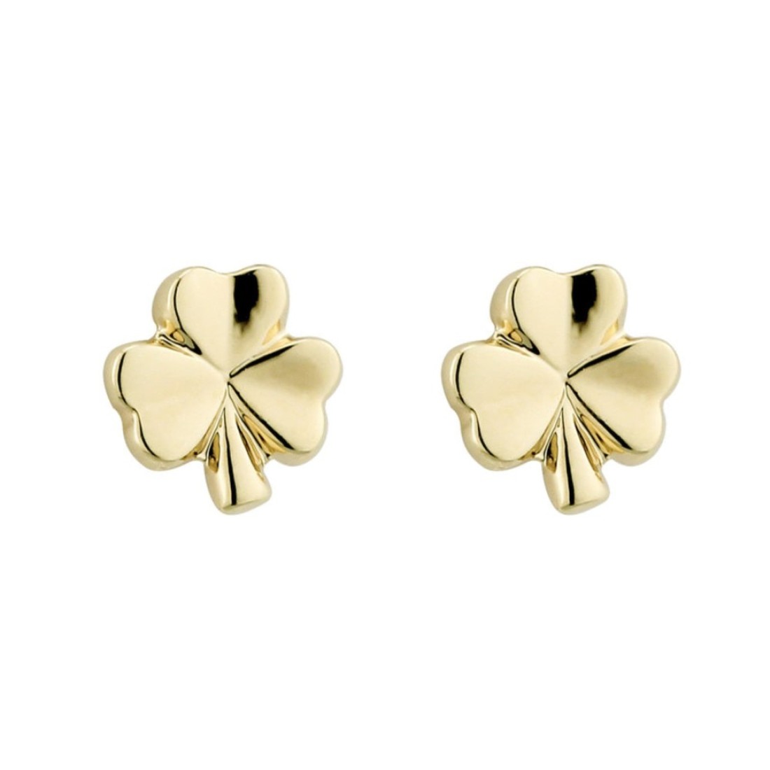 Biddy Murphy, Irish Shamrock Gold Earrings for Women, 10k Gold-Pated Studs, Lucky Celtic Jewelry, Small, Made in Ireland by Artisan Jewelers