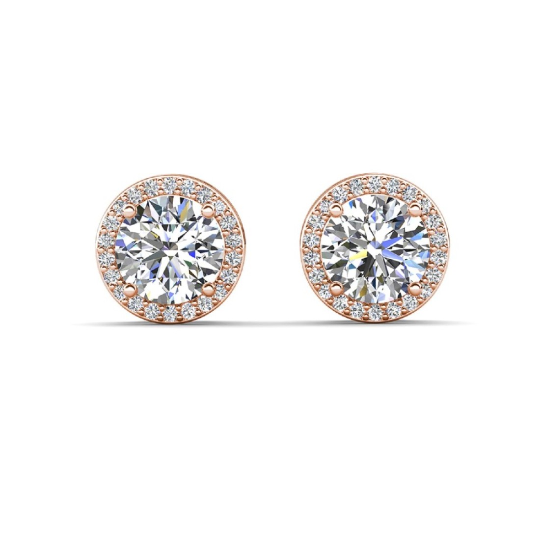 Cate &amp; Chloe Ariel 18k Rose Gold Plated Halo Stud Earrings for Women Hypoallergenic Jewelry for Sensitive Ears Jewelry For Women Cubic Zirconia Stud Earrings Fashion Earrings for Women