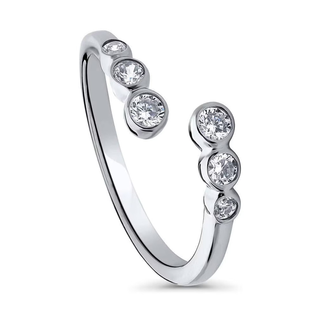 BERRICLE Sterling Silver Bubble Cubic Zirconia CZ Wrap Fashion Ring for Women, Rhodium Plated Size 7