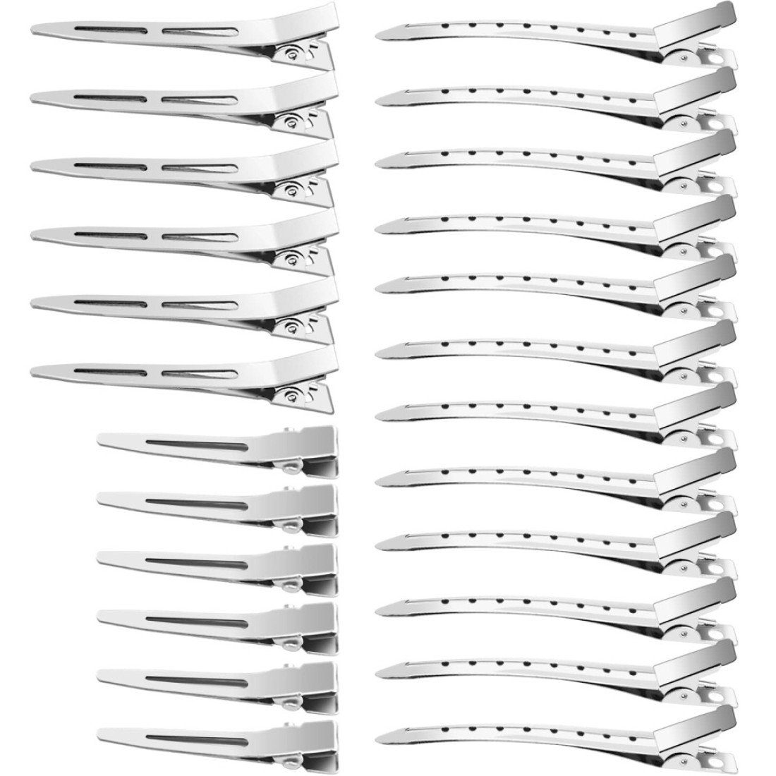 65Pcs Duck Billed Hair Clips for Styling Sectioning Metal Silver Alligator Clips for Women 3 Sizes for Roller Pin Curl Loc Clips for Retwist Salon Barber Bows DIY