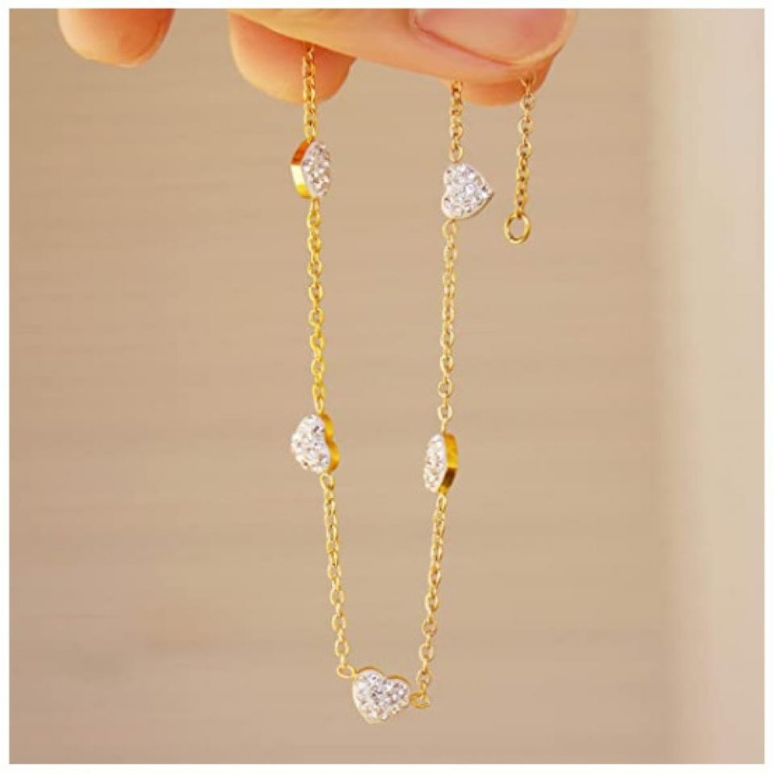 Aiwanto Beautiful Heart Anklet Bracelet for Women's Ankle Chain Gold Gift for Wife Girlfriend Jewelry