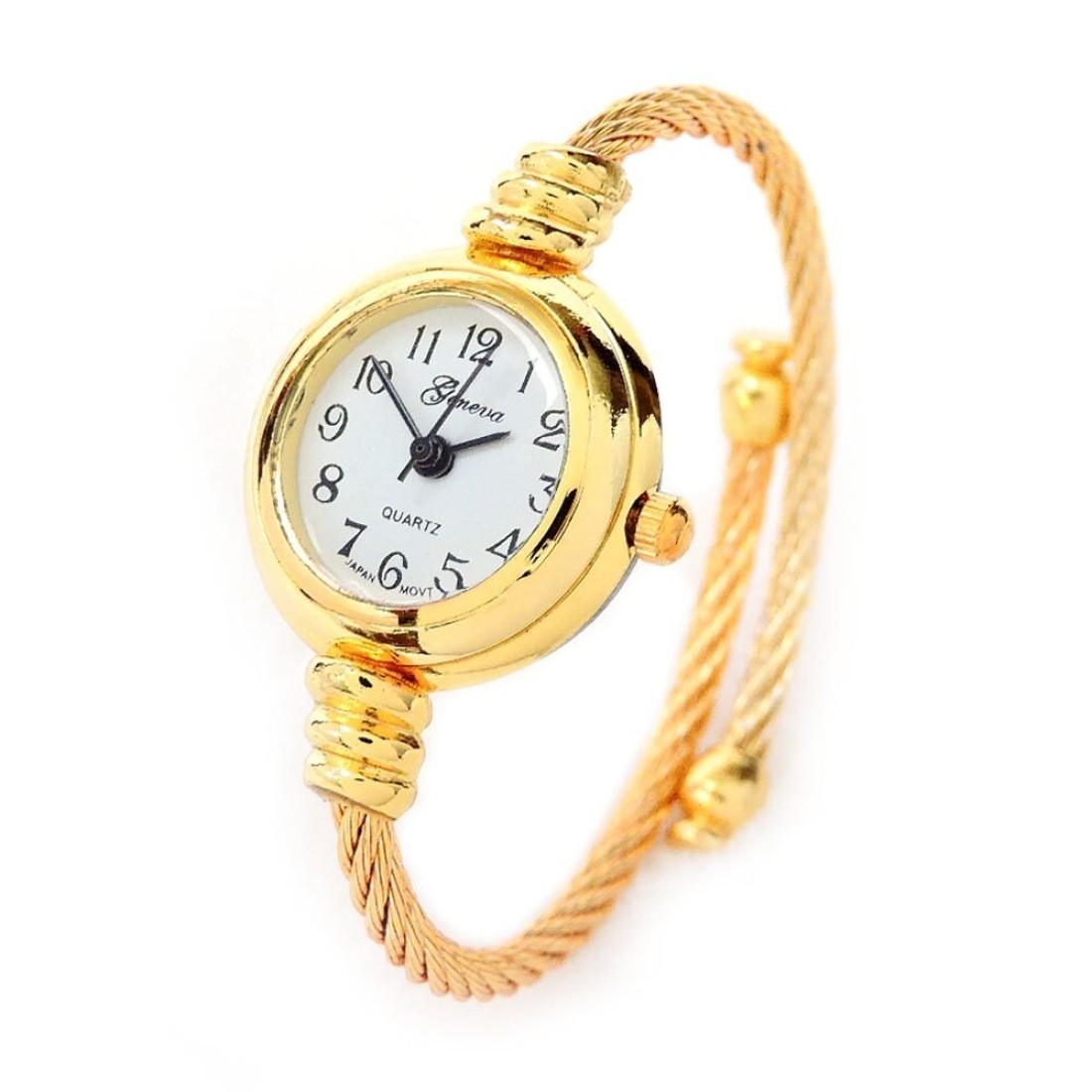 New Gold Geneva Cable Band Women&#39;s Small Size Bangle Watch