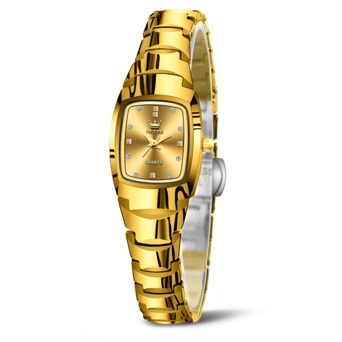 OLEVS Gold Watches for Women Small Square Face Ladies Watches Waterproof Tungsten Steel Dainty Dress Rectangle Female Womens Wrist Watches for Small Wrists