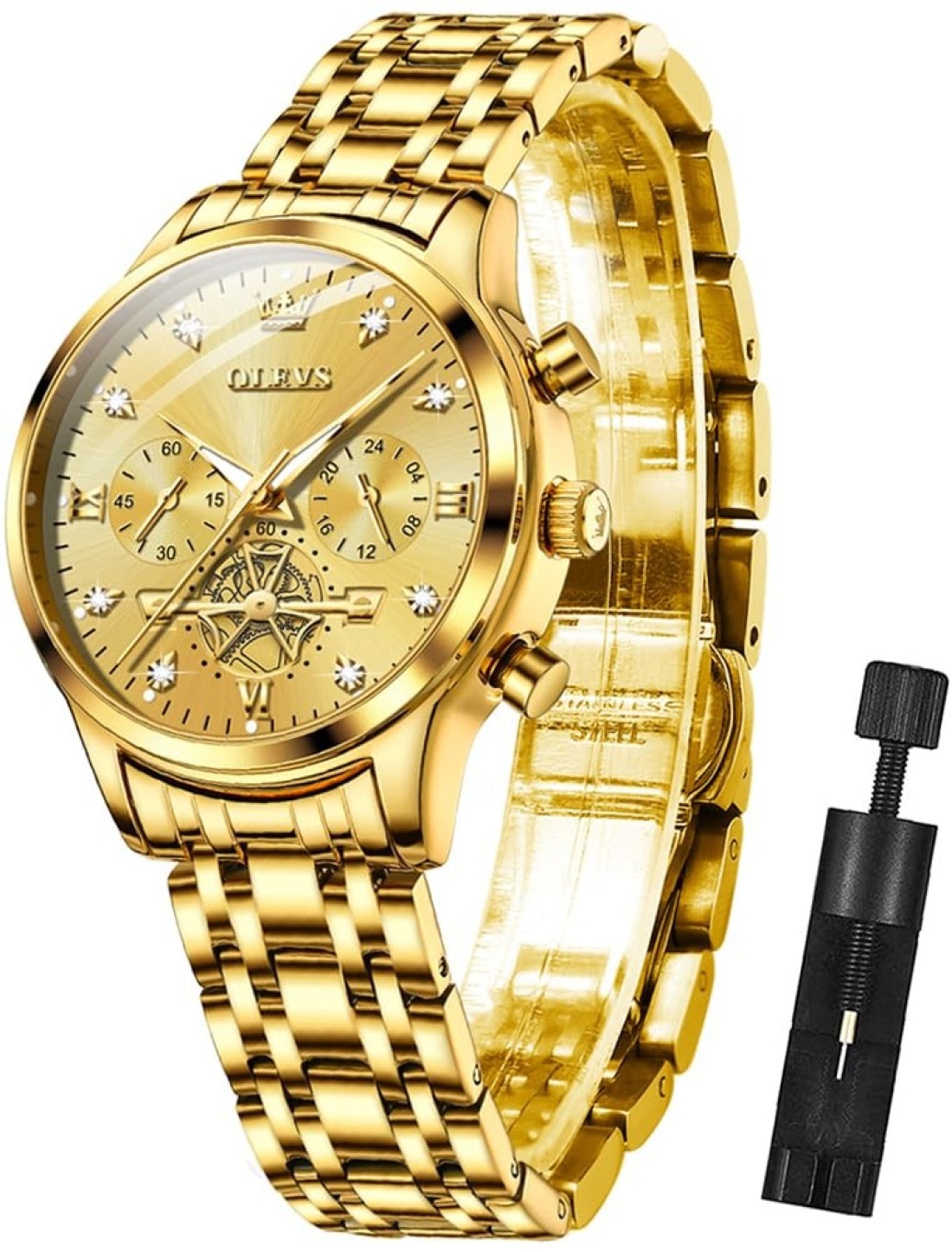 OLEVS Womens Watches Fashion Luxury Diamond Ladies Wrist Watch Stainless Steel Waterproof Luminous